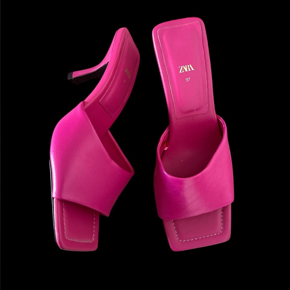 Zara Fuchsia Open-Toe Heels